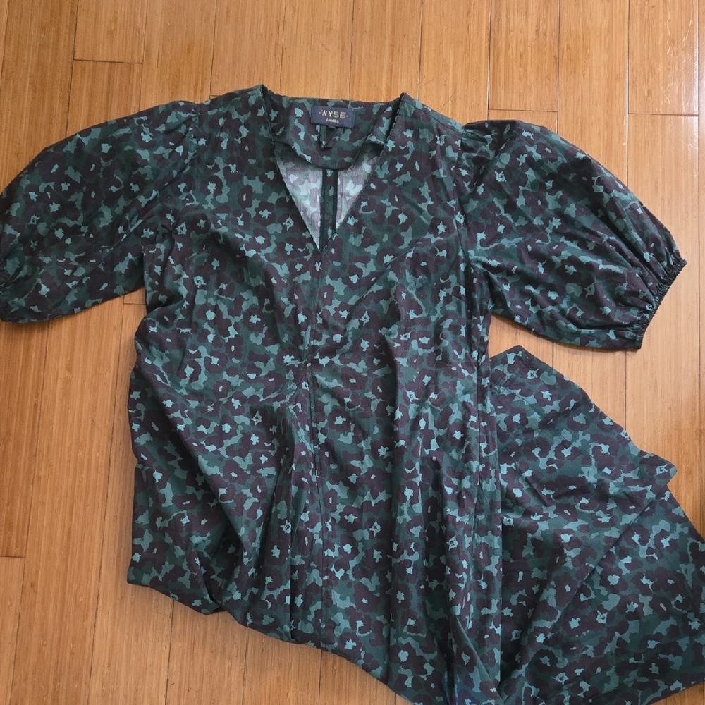 Wise Teal and Black Floral Dress